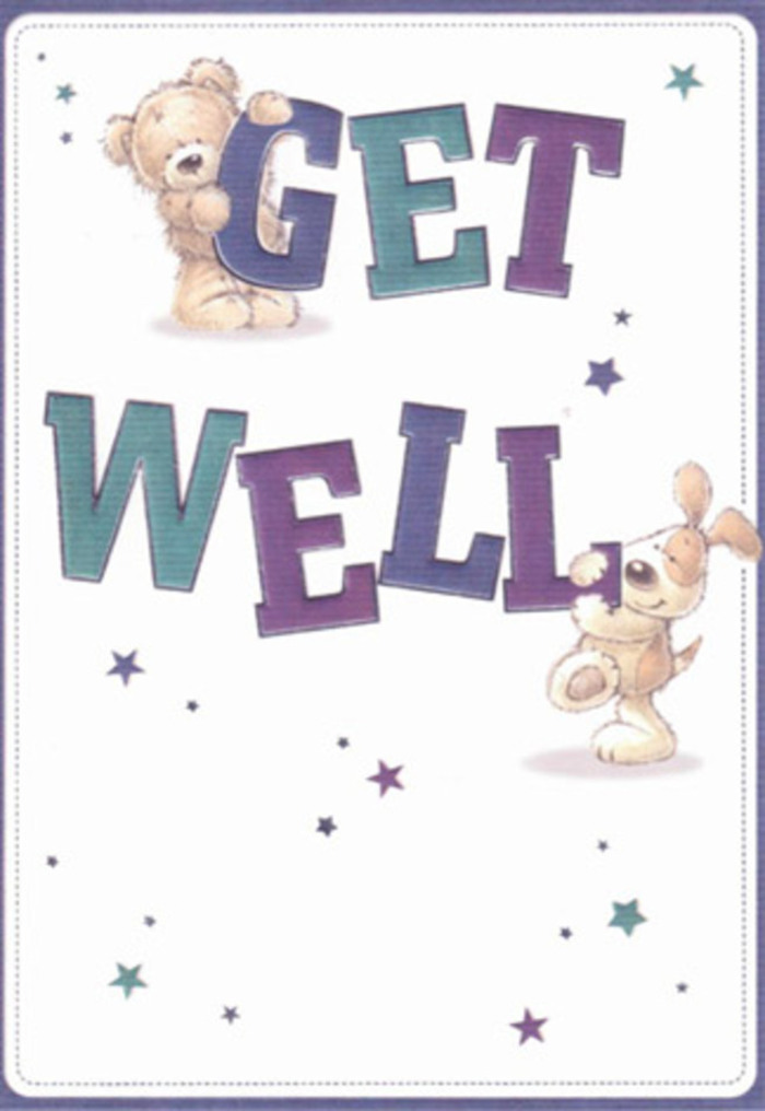 With a delicate touch of artistry, this cheerful get well card beams encouragement amidst the vibrant heart of Thornton Heath. The scene features a plush teddy bear-gentle and round-balancing deftly atop the word 'GET,' while a playful puppy, all floppy ears and joyful energy, cozies along the bold 'WELL.' Their presence, painted in soft hues and expressive smiles, fills the composition with the same comforting atmosphere found within a thoughtfully designed bouquet from Florist Thornton Heath. Swirling stars in lavender, teal, and sapphire dance across the clear white background, as if scattering good wishes through the community like petals in the wind at South Norwood Country Park. The confident, oversized text glows with purples and aquas, grounding the design and inviting the eye to linger. Rich textures-the bear's downy fur and the pup's velvety coat-add an almost tactile sense of presence, bringing to mind the soothing touch of fresh blooms gently arranged for a loved one. Together, these elements create a card that radiates gentle courage and hope-a perfect companion for sending healing thoughts to friends and neighbours here in Thornton Heath.